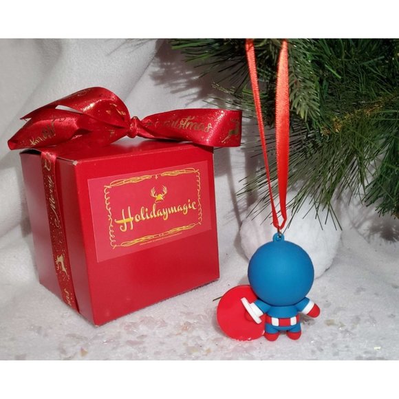Captain America Christmas Tree Ornament - Comes in Gift Box w/ Christmas Bow - Picture 2 of 2
